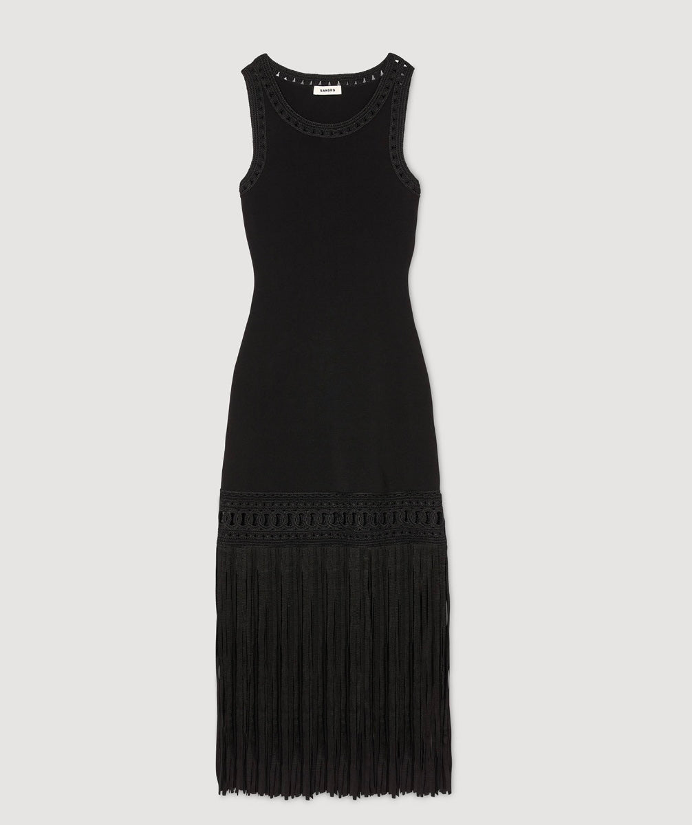 Robe en maille frangée